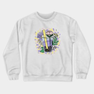 Flowers-and-Boba Crewneck Sweatshirt